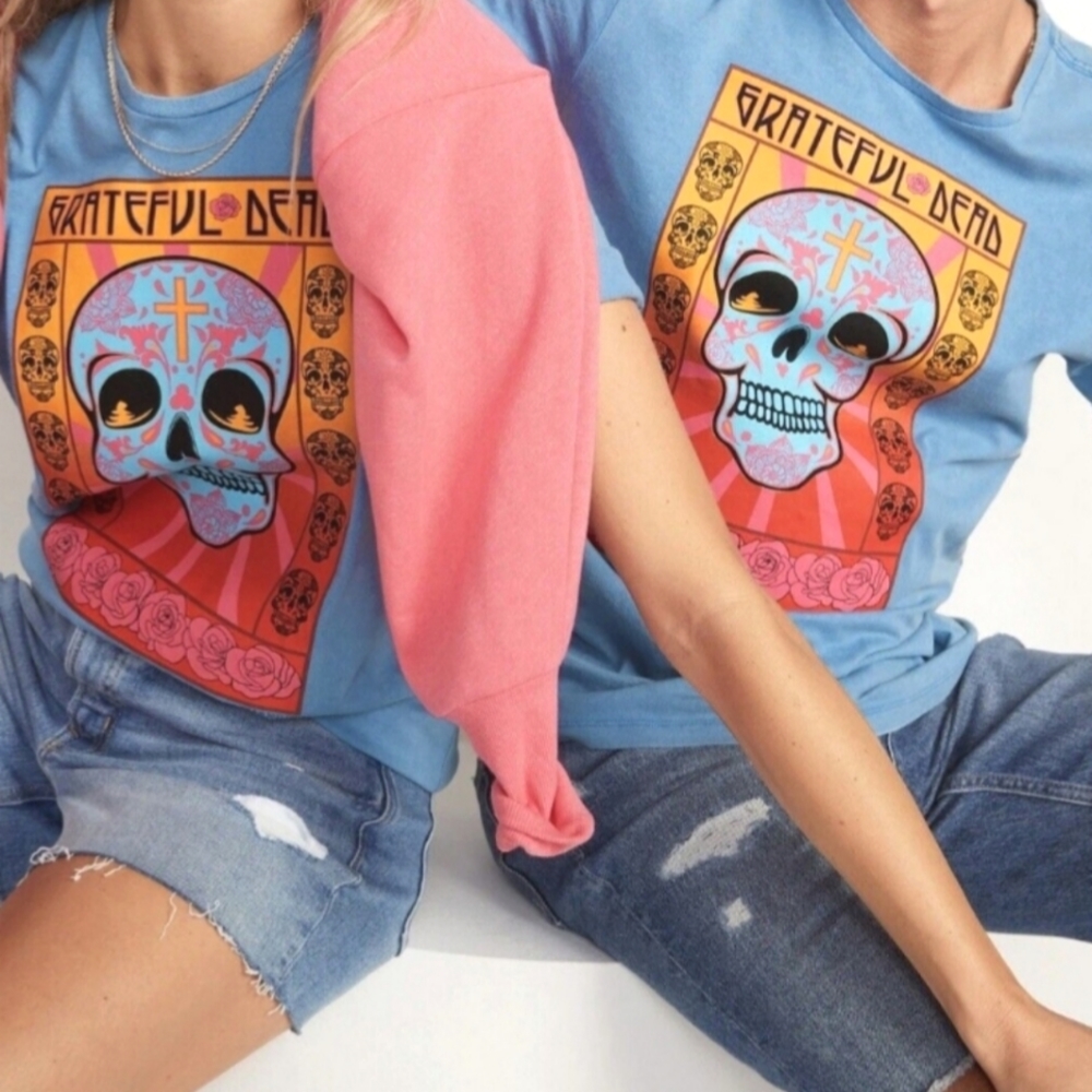 New Grateful Dead Tee Skeleton Skull Unisex Tee Vintage Style Tshirt sz Large
